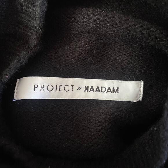 Revolve Nadaam Cashmere Wool Sweater Cableknit Ruffle Black Mockneck Romantic - Picture 4 of 5